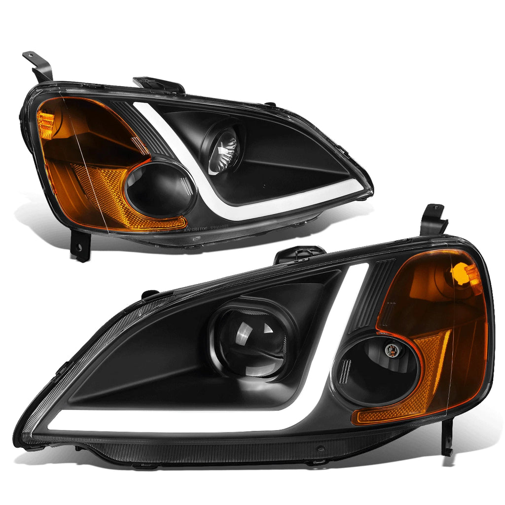 LED DRL Projector Headlight Lamps for Honda Civic Coupe/Sedan (2001–2003)