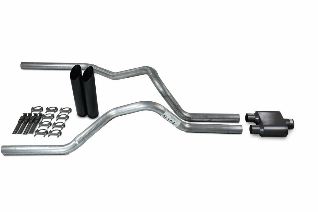 2.5" Dual Exhaust Kit for Ford F150 (2021–2025) - 1 Chamber Muffler, Black Tips