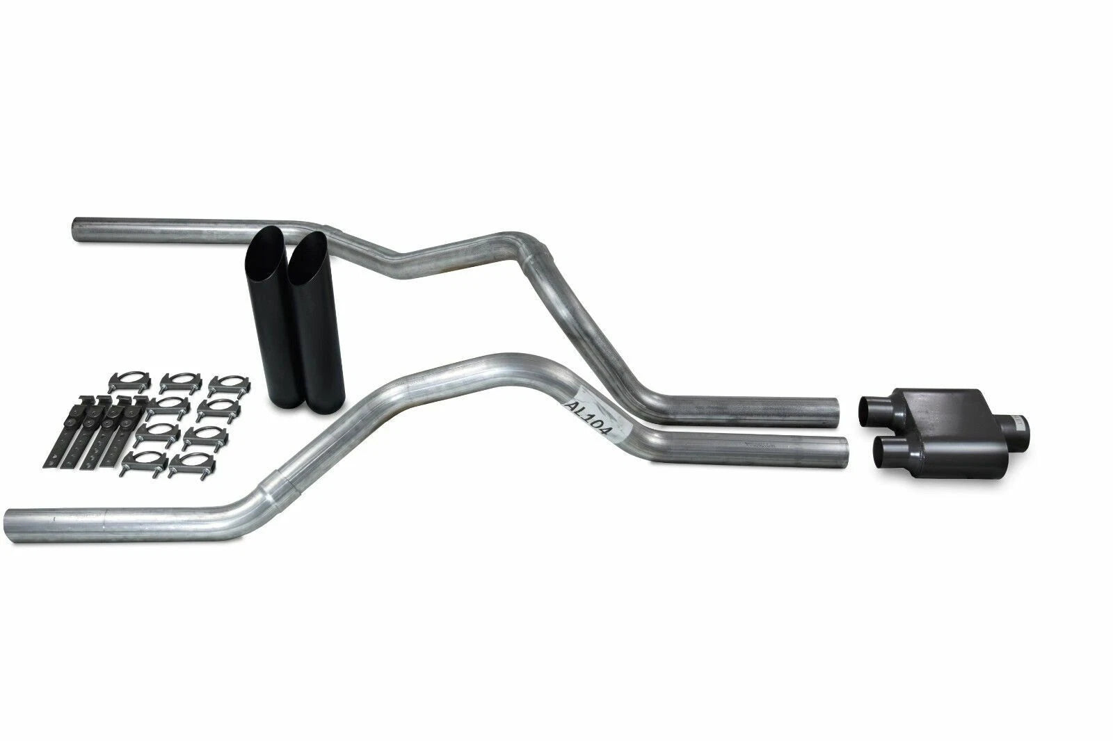 2.5" Dual Exhaust Kit for Ford F150 (2021–2025) - 1 Chamber Muffler, Black Tips