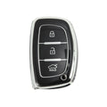 TPU Silicone Car Key Case for Hyundai i10 (2010–2023) - Black Silver Tone
