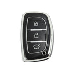 TPU Silicone Car Key Case for Hyundai i10 (2010–2023) - Black Silver Tone