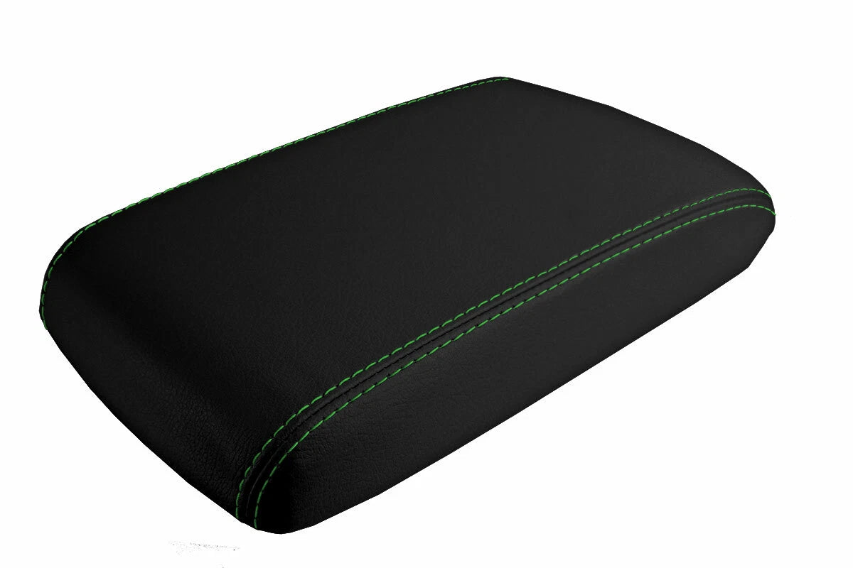 Console Lid Pull Over Cover Leather for Dodge Challenger (2008–2014) Green Stitch