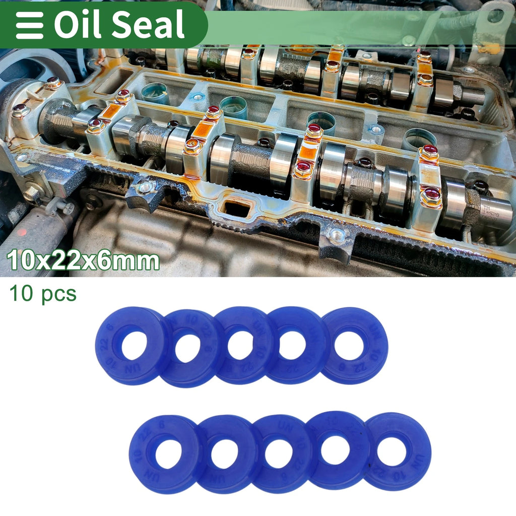 Set of 10 Oil Seal Rotary Shaft Seal 10x22x6mm High Pressure Blue