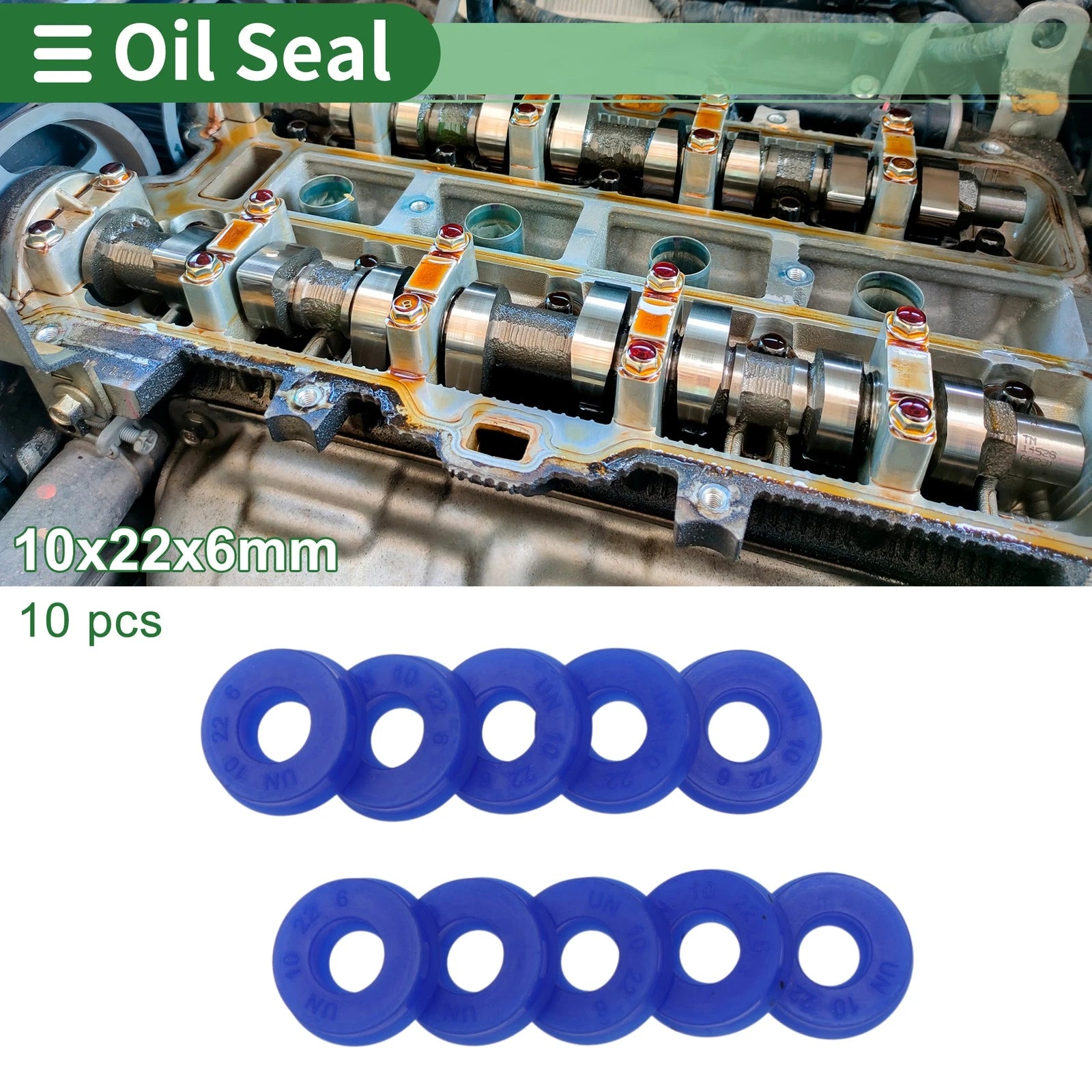 Set of 10 Oil Seal Rotary Shaft Seal 10x22x6mm High Pressure Blue