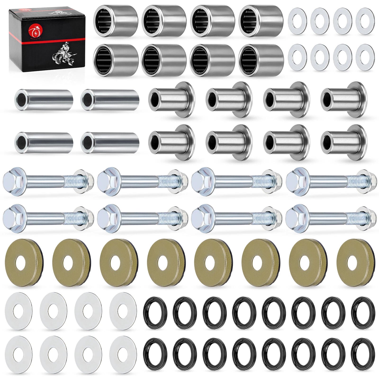 Front Upper + Lower A-Arm Bushing Seal Bolt Kit for Arctic Cat 400 DVX (2004–2008)