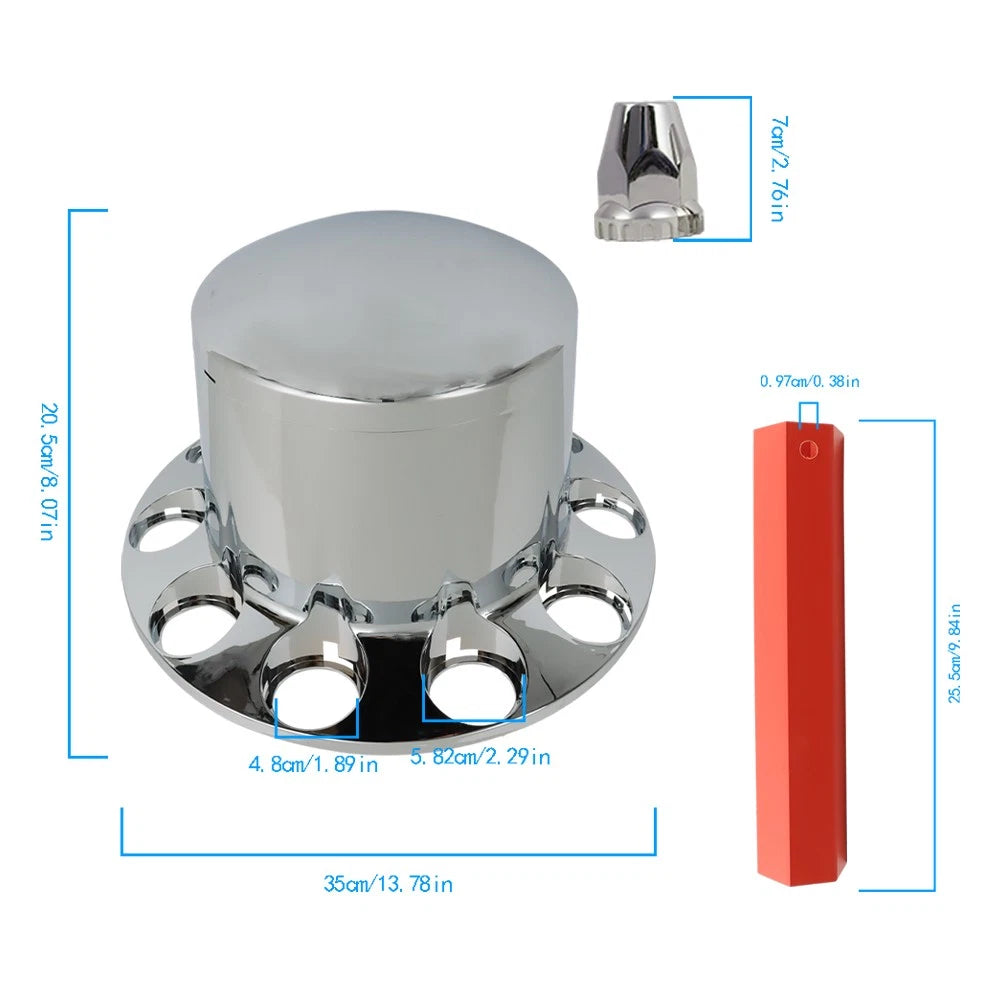 Set of 4 Rear Chrome Wheel Axle Hub Covers for Semi Trucks