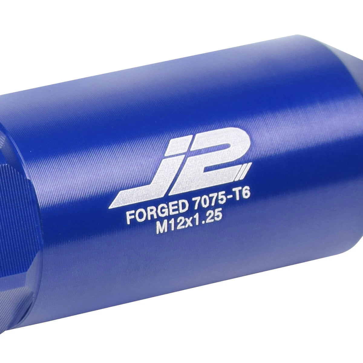 Set of 20 J2 7075 Forged Aluminum M12x1.25 Open-End Lug Nuts w/Adapter Blue