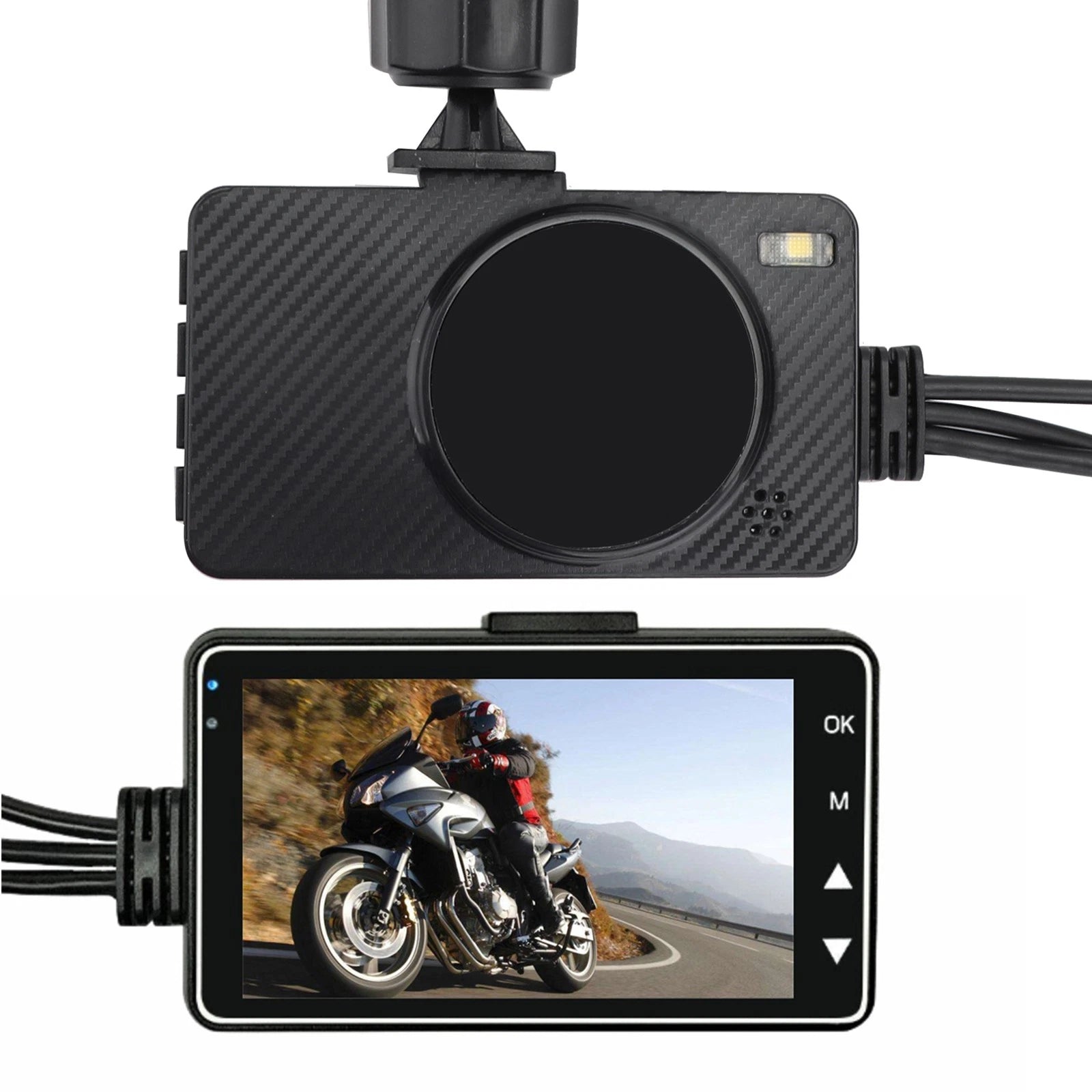 3" 140° Waterproof Dual Action Camera DVR for Motorcycle (IP68)