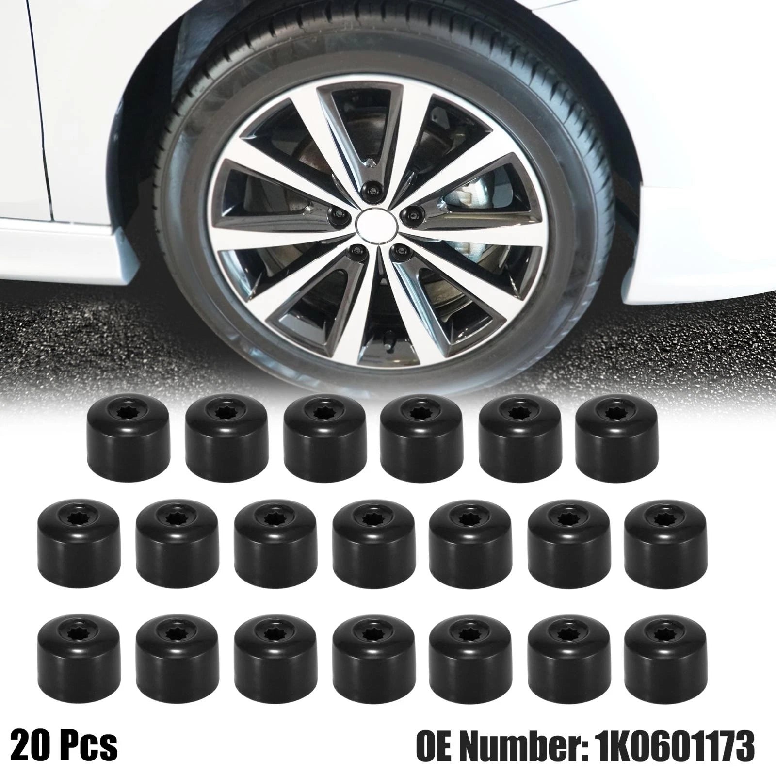 20pcs Wheel Lock Lug Nut Cap with Tool for VW Golf Passat Jetta 