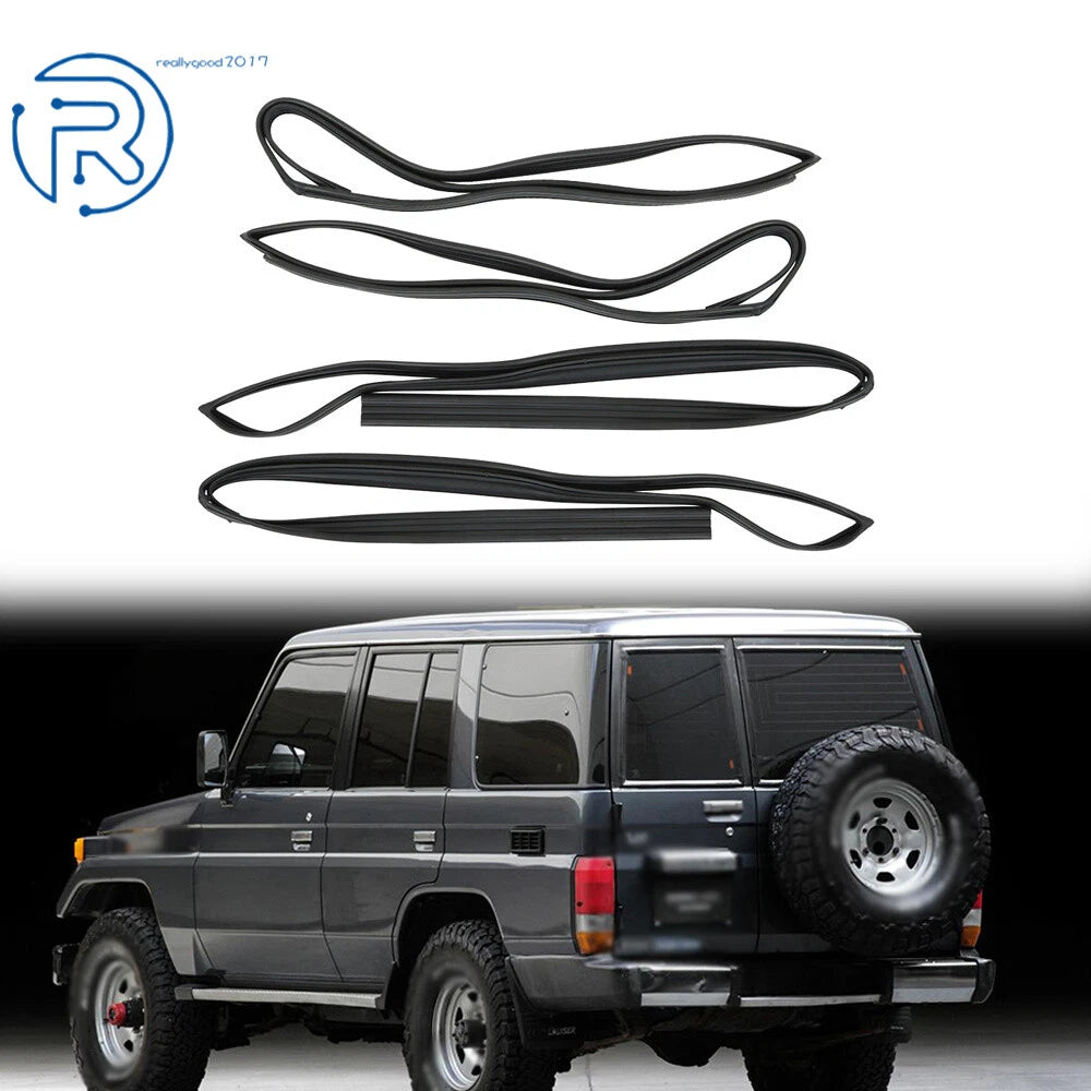 Set of 2 Door Glass Run for Toyota Land Cruiser (1991–1997) Black Rubber