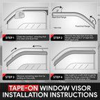 Set of 4 Window Visors for Ford F-150 Crew Cab (2009–2014) - Glossy Black 3M Adhesive