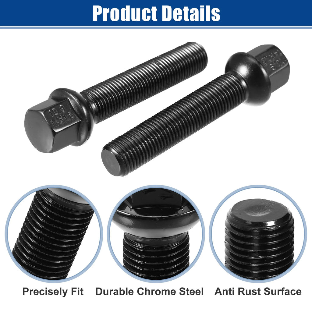 20pcs M14x1.5 Extended Wheel Lug Bolts Ball Seat 65mm Shank for VW Audi 