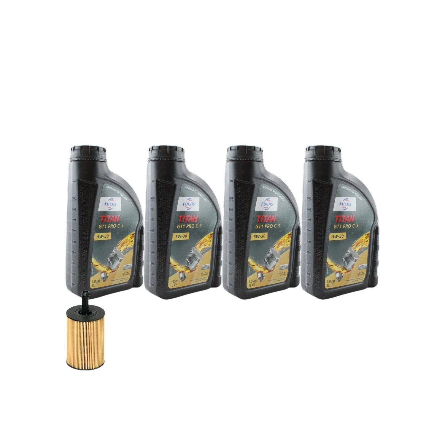 Set of 4L Fuchs Titan GT1 Pro C-3 5W-30 Engine Oil Change Kit for A3 TDI (2010–2013)