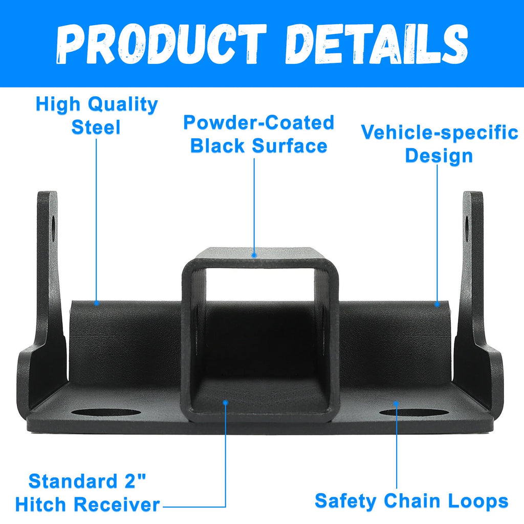 2" Receiver Rear Trailer Hitch Mount Bracket for Kawasaki Mule 600/610/SX (2007–2023)