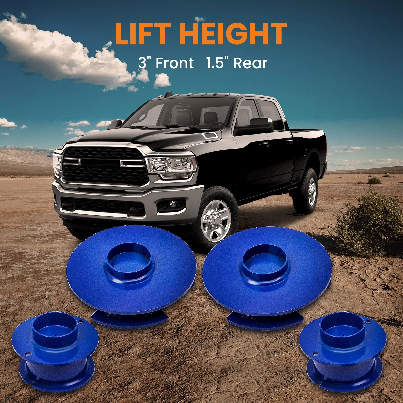 3" Front +1.5" Rear Lift Kit Spacers for Dodge Ram 2500 (2014–2020)