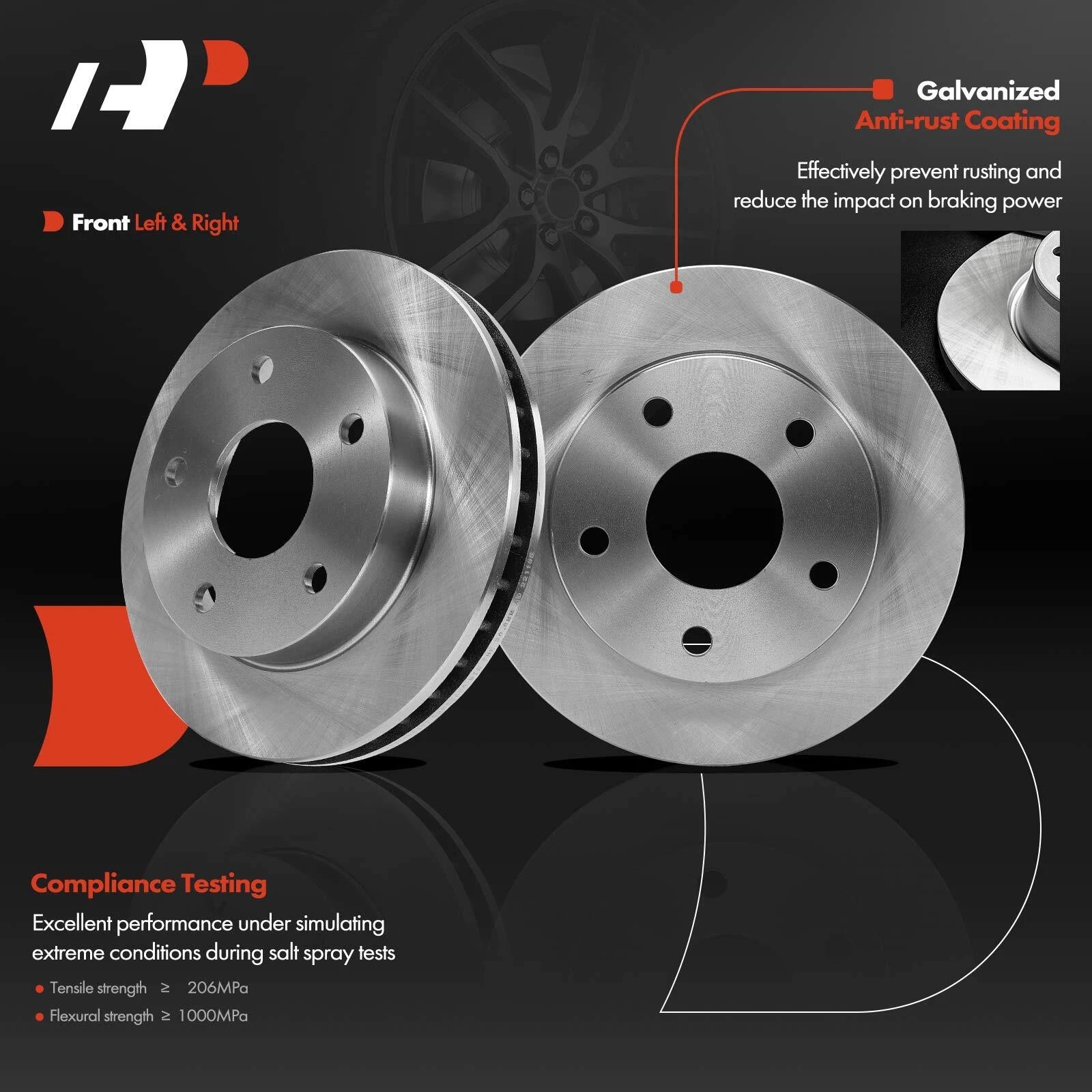 Front Disc Brake Rotors & Ceramic Pads for Dodge Ram 1500 (1994-1999)