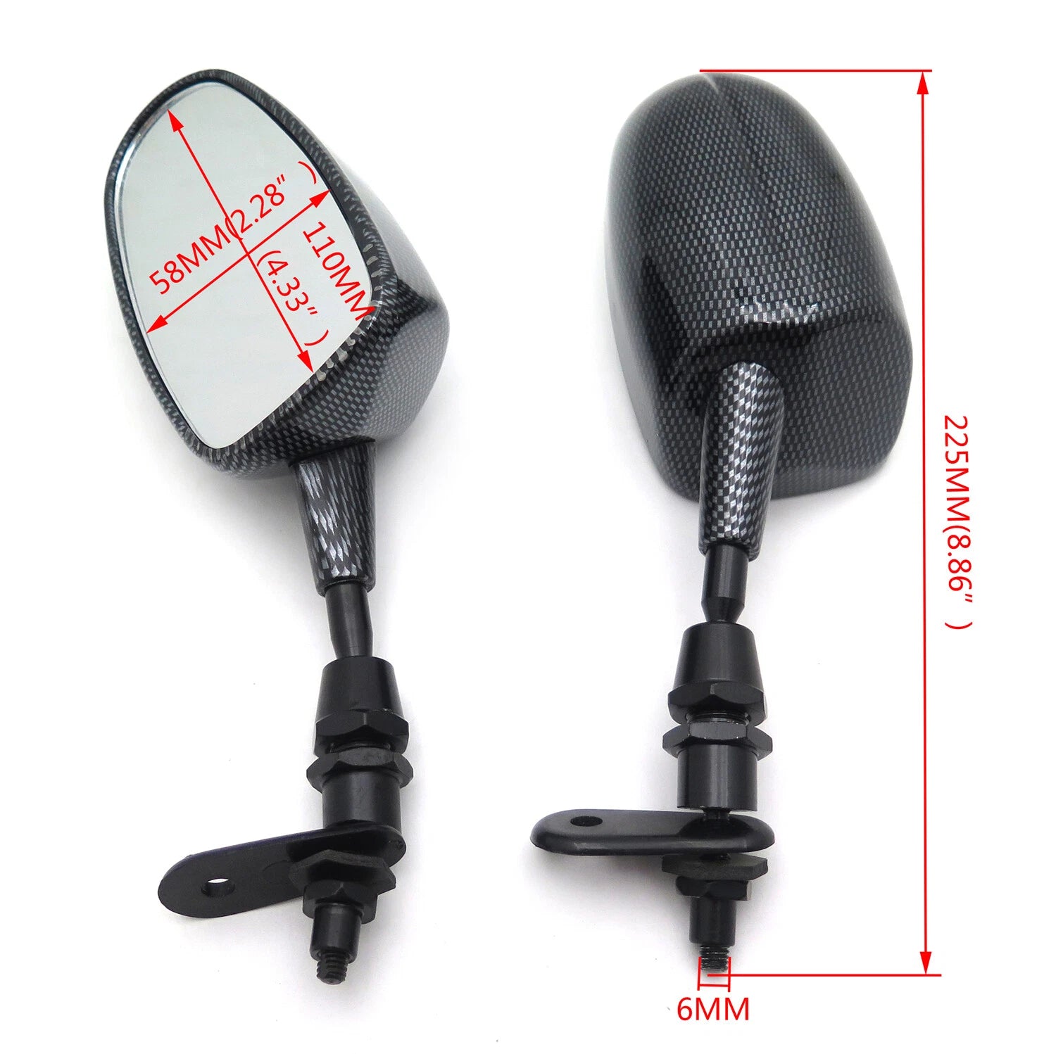 Racing Mirror for Yamaha YZF-R6 R1 (2002–2008) Carbon