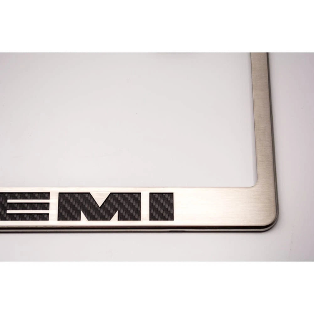 Stainless Steel License Plate Frame with HEMI Inlay for Dodge Challenger (2015–2023)