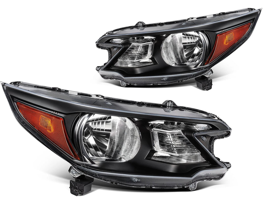Pair of Black Reflector Headlights for Honda CR-V (2012–2014)