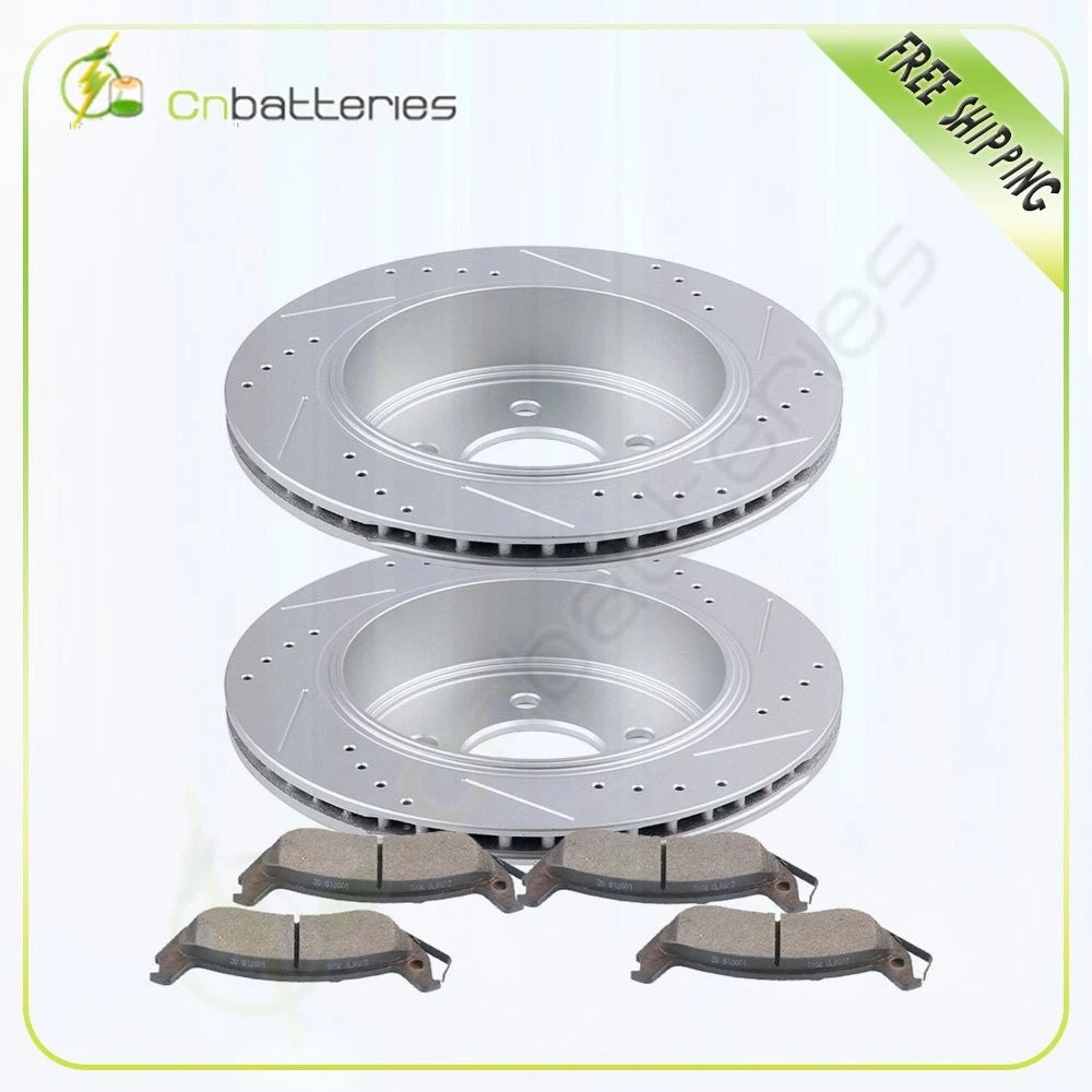 2 Rear Drill Brake Rotors & 4 Metallic Brake Pads for Mercury Grand Marquis (1992–2011)
