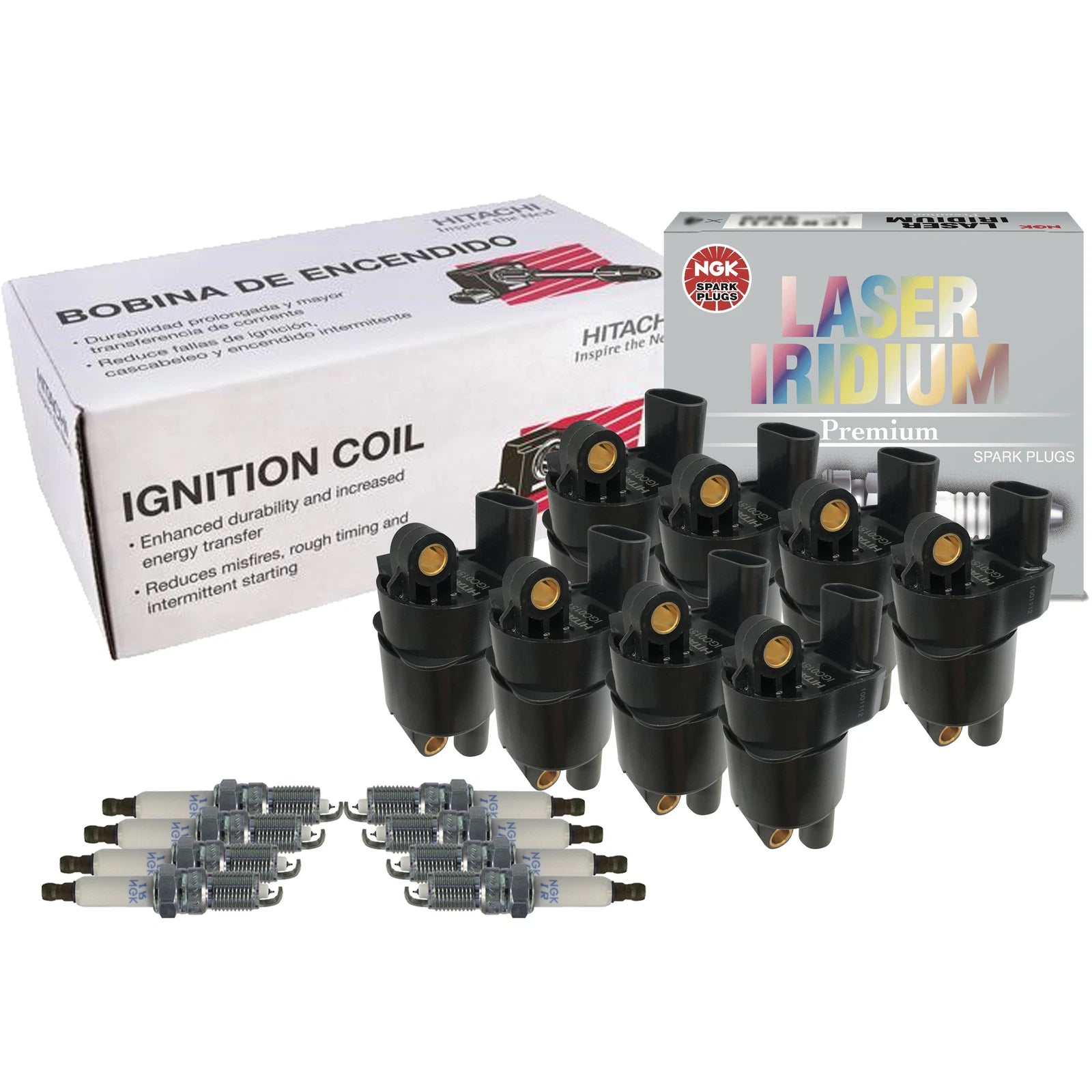 Set of 8 Ignition Coils & NGK Laser Iridium Spark Plugs for V8