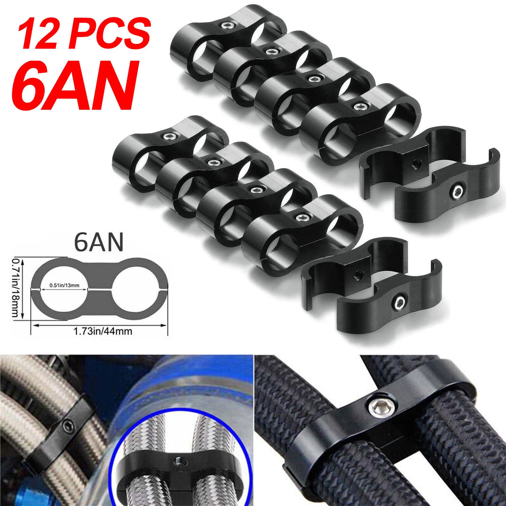 6AN Hose Separator Clamp for Oil Fuel Line (Aluminum Adapter Black) (—)