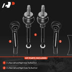 4x Rear Inner & Outer Tie Rod End Kit for Buick, Chevy, Pontiac, Saturn (—–)