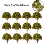 12pcs Model Tree Scenery for Wargame Sand Table Railway
