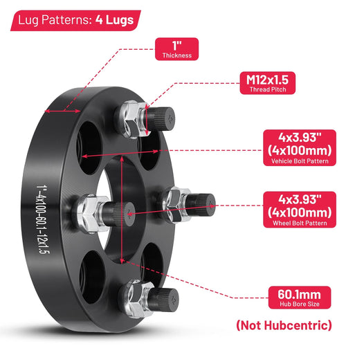 1 Inch Thick Wheel Spacers for Honda Civic Prelude Acura Integra (1990–2001)