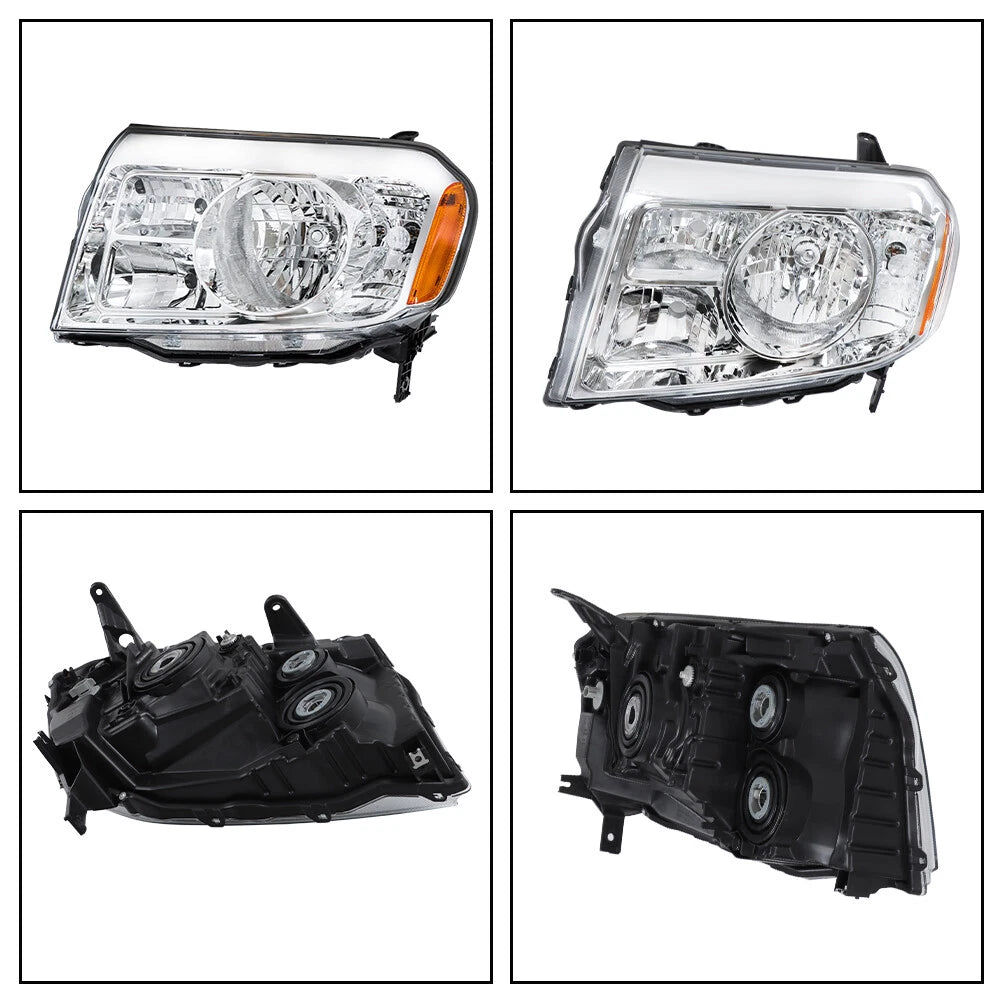 Set of 2 Clear Chrome Headlights for Honda Pilot (2009-2011)