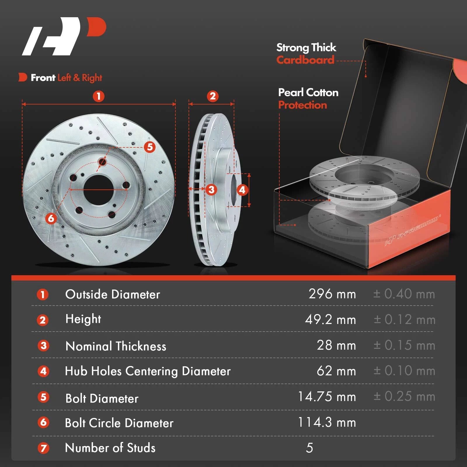 Front Drilled Brake Rotors and Ceramic Pads for Toyota Sienna (2004–2010)