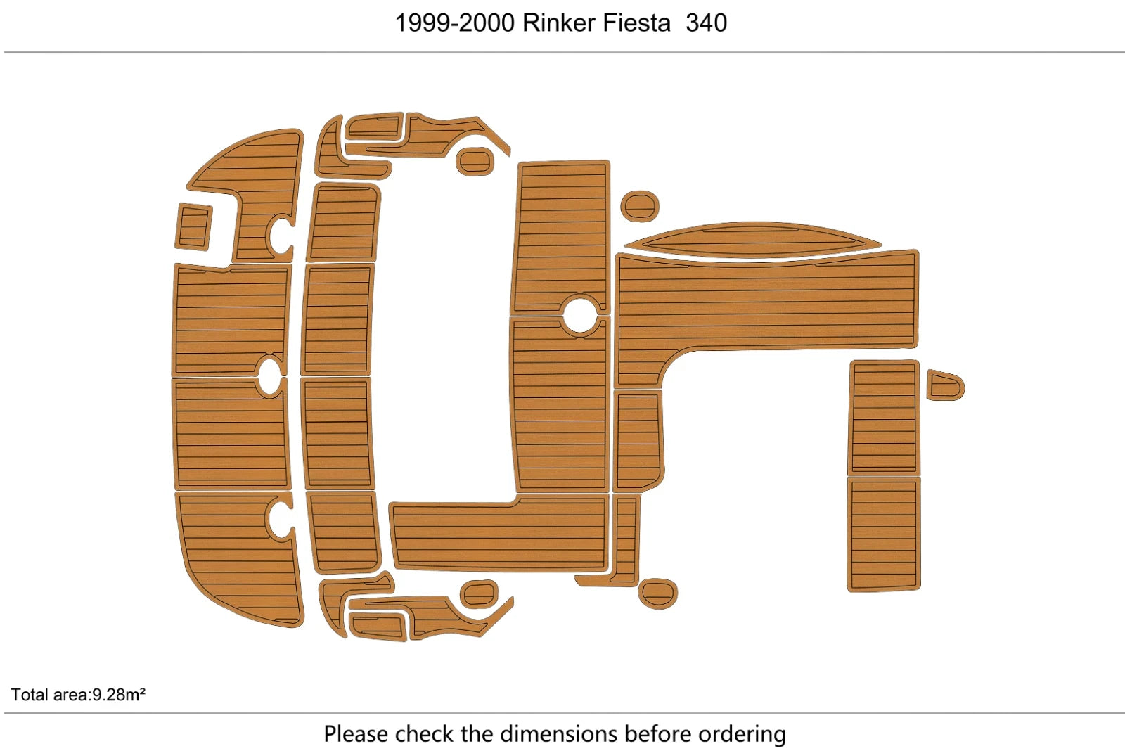 EVA Foam Teak Deck Floor Mat for Rinker Fiesta 340 (1999–2000)