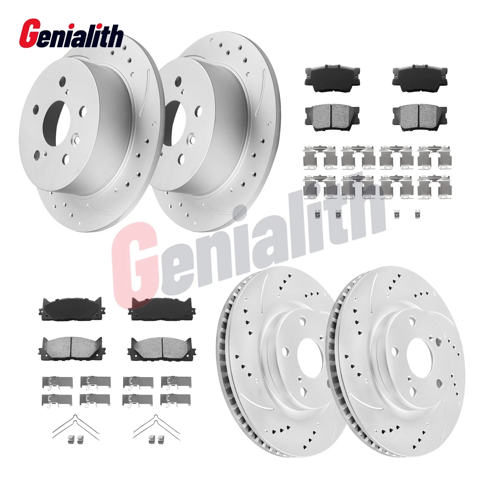 Set of 4 Front Rear Disc Rotors Ceramic Brake Pads for Toyota Camry Avalon Lexus ES350 (2007–2020)