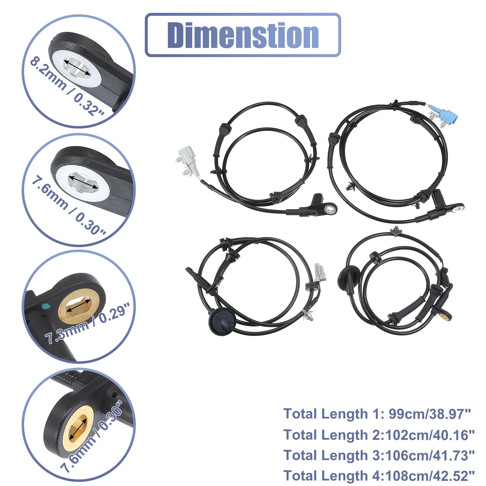 Set of 2 ABS Wheel Speed Sensors for Nissan (781913533662)