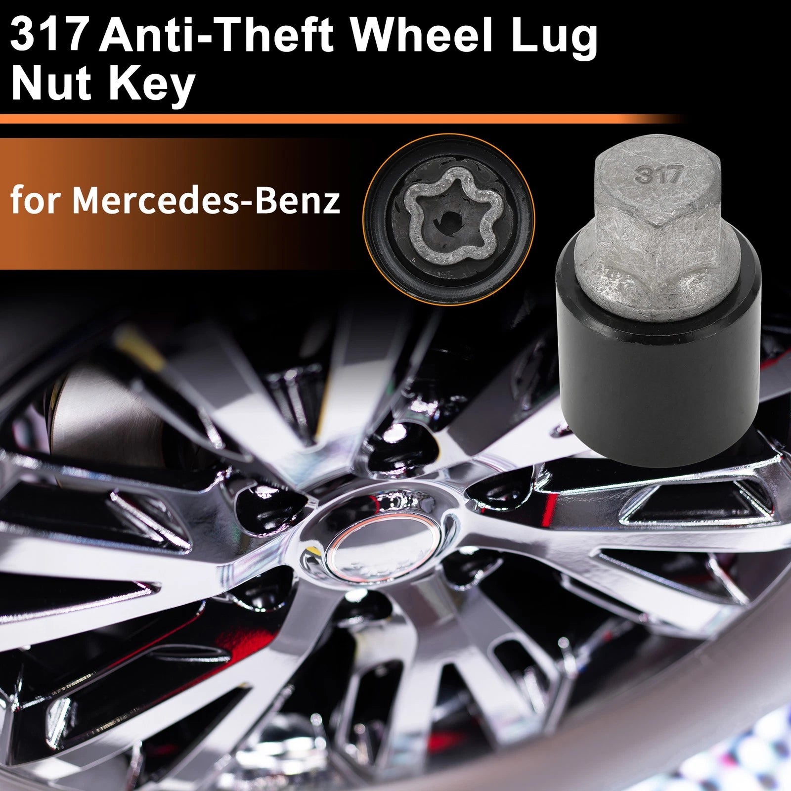 Wheel Lock Lug Nut with Key Tool for Mercedes-Benz 