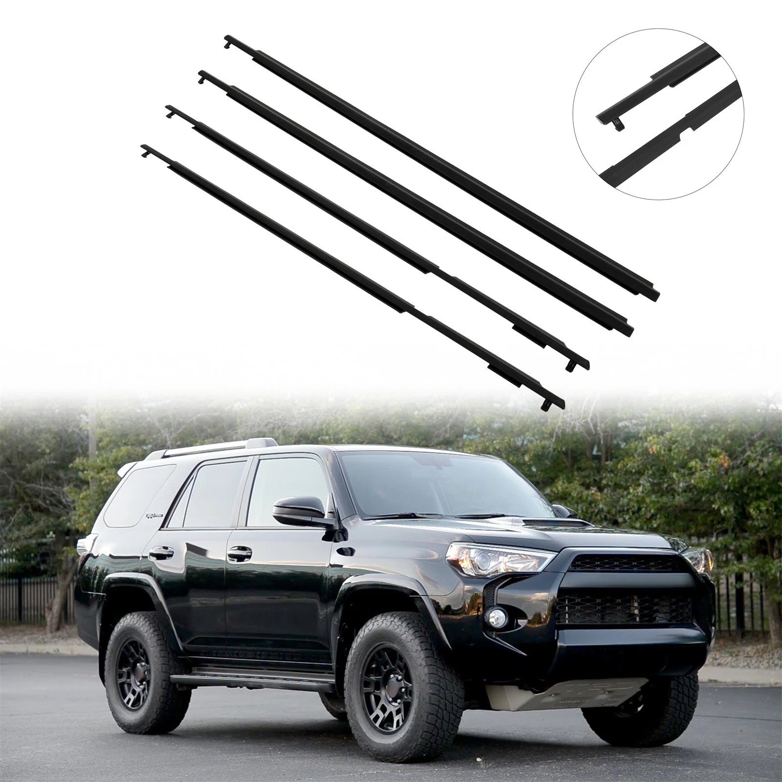 Set of 2 Front & Rear Window Scraper Seal Belt Weatherstrip for Toyota 4Runner (2010–2021)