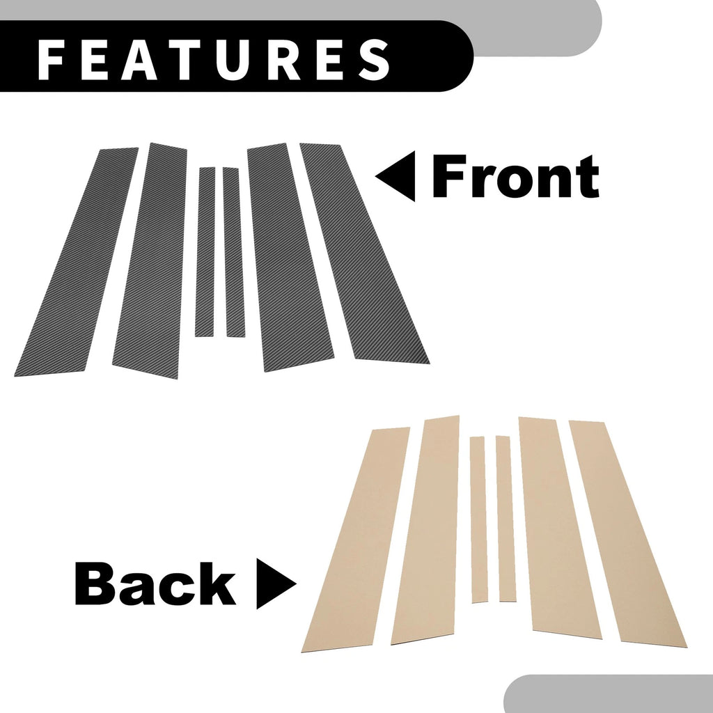 6 Pcs Car Pillar Window Trim for BMW 3 Series E90 (2005–2012) Black Carbon Fiber
