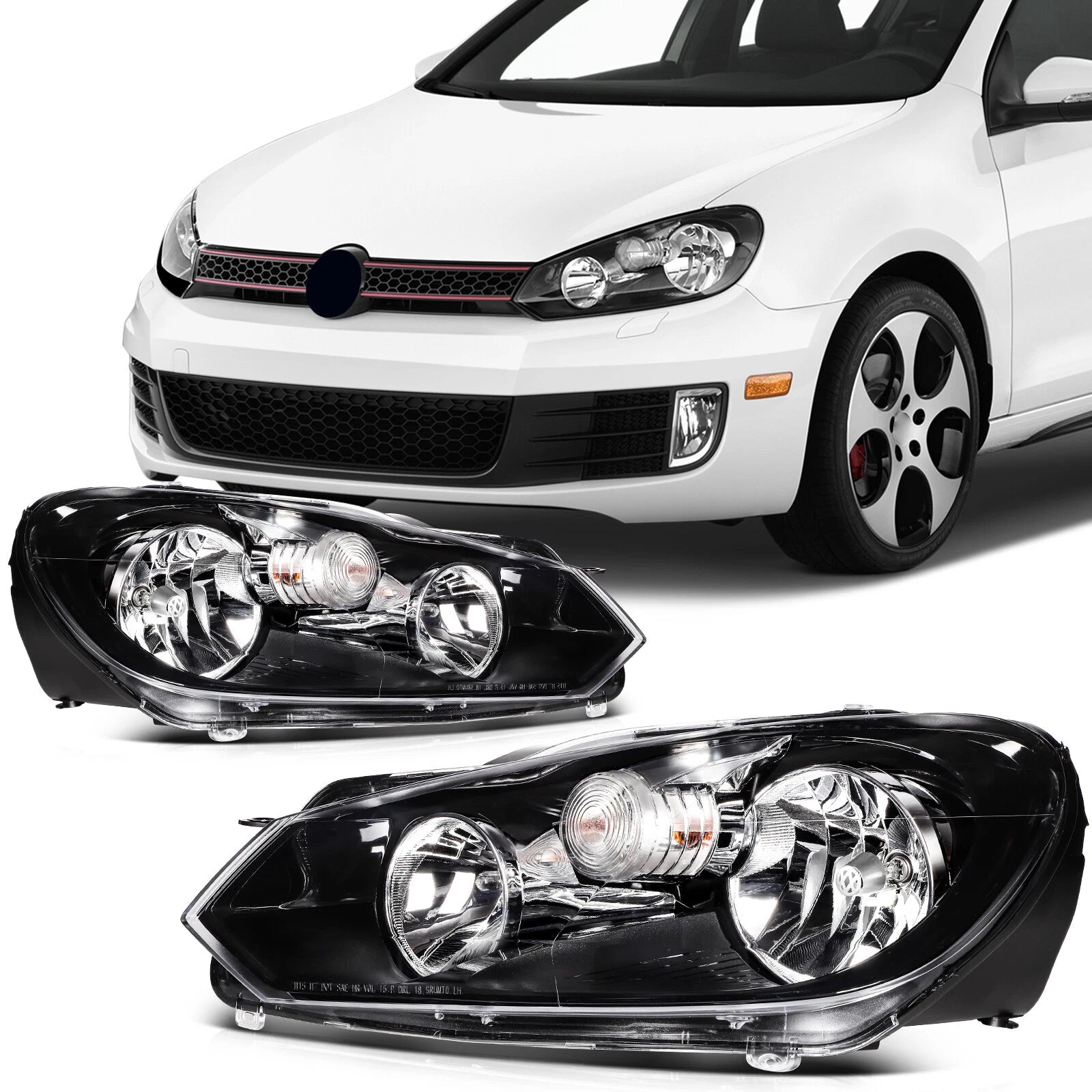 Headlight Assembly Pair for Volkswagen GTI Golf Jetta MK6 (2010–2014)