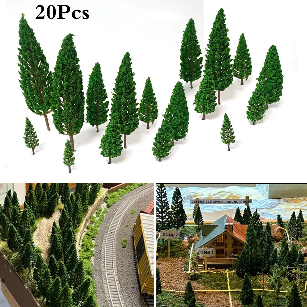 20pcs Miniature Trees for Train Railroad Wargame Park Scenery
