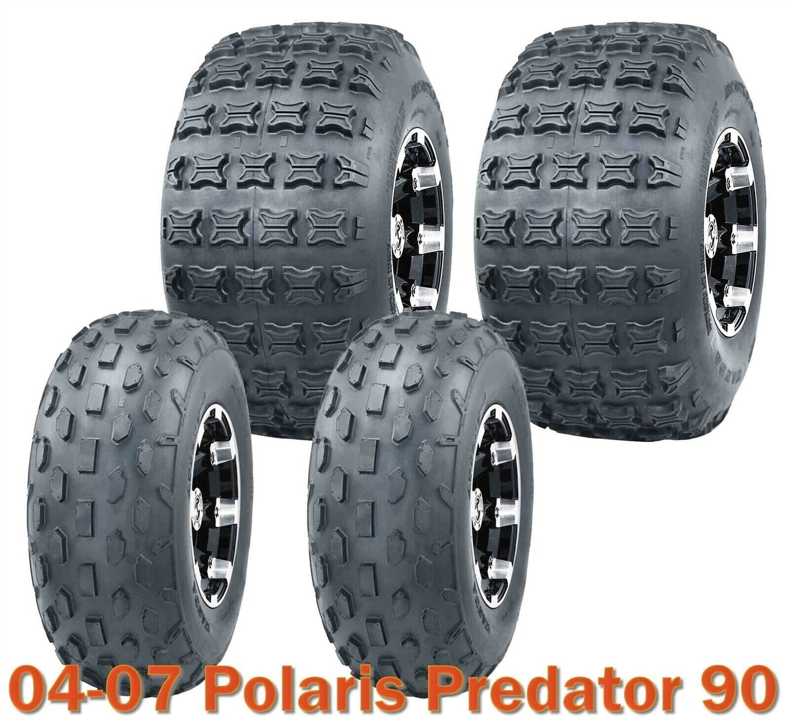 Set of 4 ATV Tires 19x7-8 & 18x9.5-8 for Polaris Predator 90 (2004–2007)