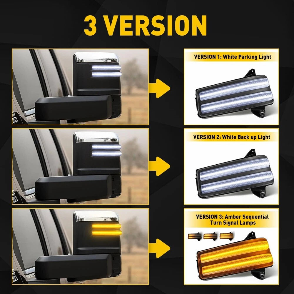 Clear LED Towing Mirror Light for GMC Sierra Silverado 2500HD 3500HD (2020-2023)