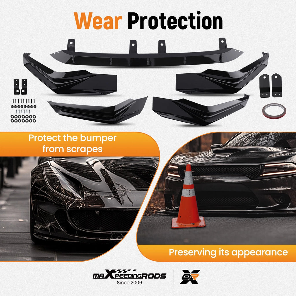 Front Splitter Lip Guard for Honda Civic (2022-2024) Black Extension