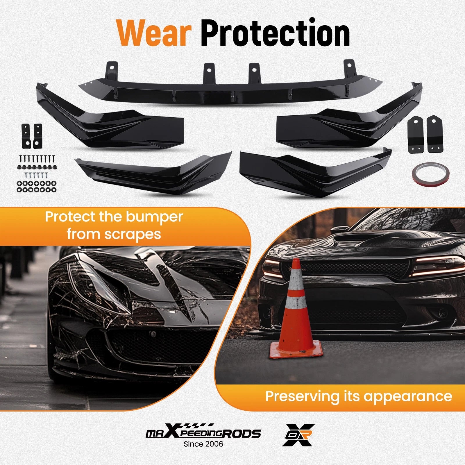 Front Splitter Lip Guard for Honda Civic (2022-2024) Black Extension