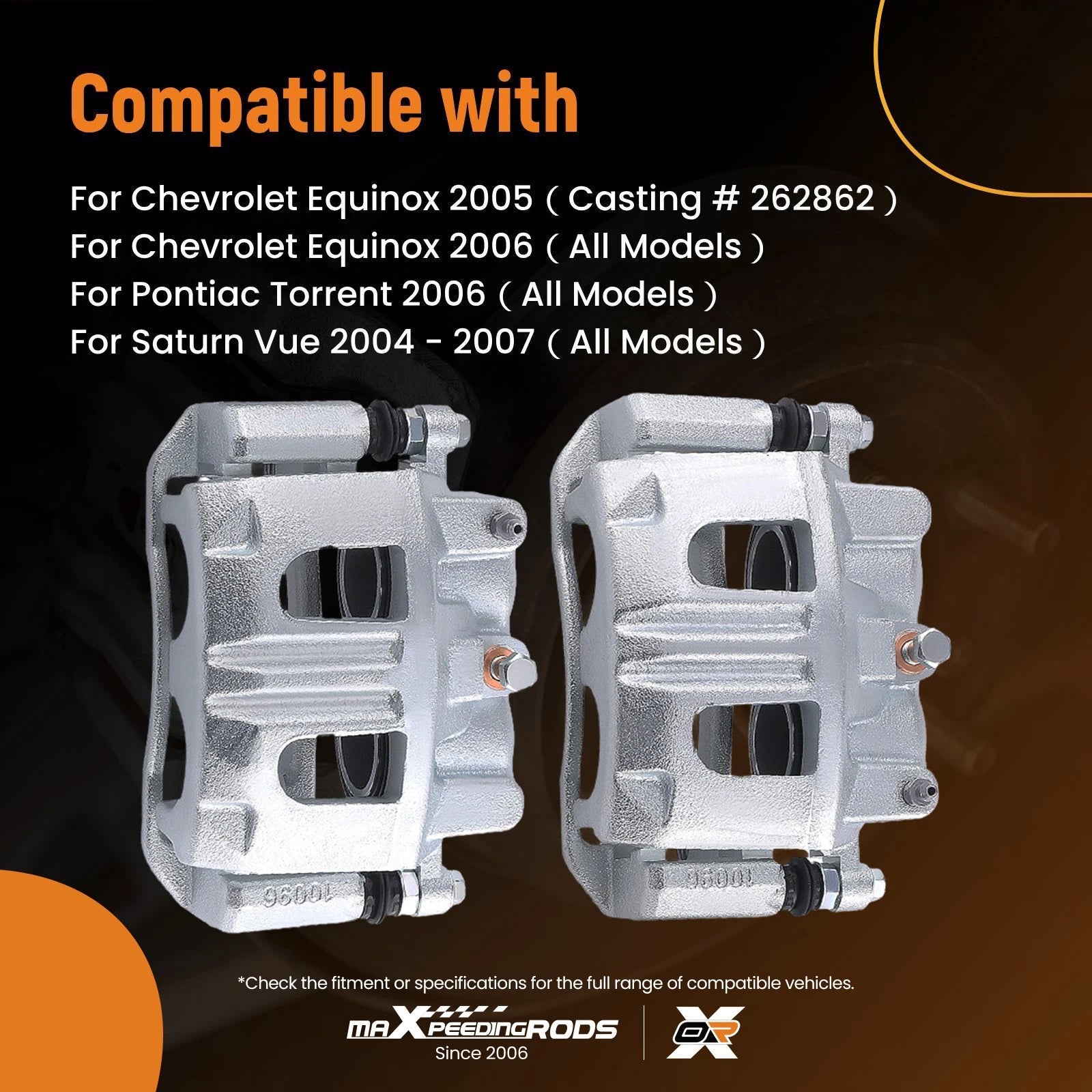 Front Disc Brake Caliper Pair for Chevrolet Equinox and Saturn Vue (2005–2007)