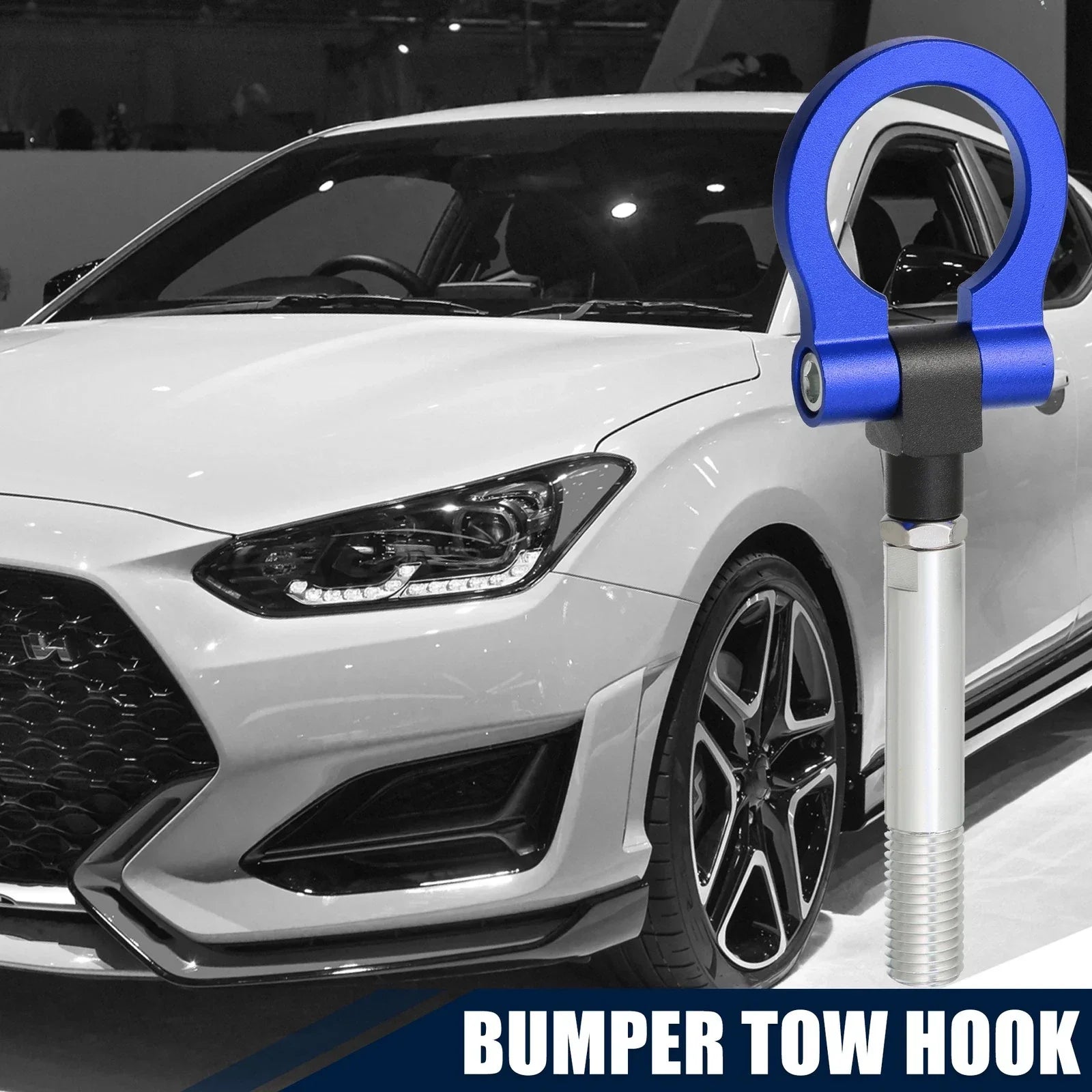 Blue Round Front Rear Bumper Trailer Tow Hook Screw for Hyundai Veloster (2012-2017)