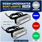 2-Pack RGBW Underwater Boat Lights for Boats (IP68, Dimmable, 12V DC) - FO4886