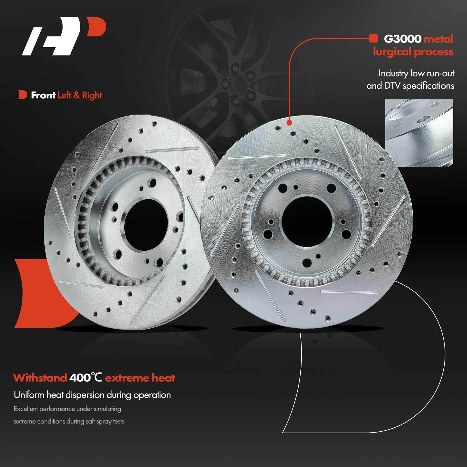 Front Side Drilled Brake Rotor for Honda CR-V (1997–2001) Acura Integra
