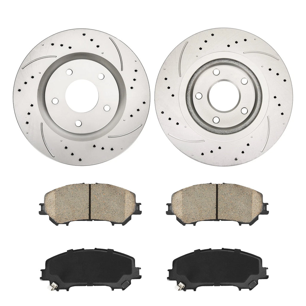 Front Brake Rotors and Ceramic Pads Kit for Nissan Rogue (2014–2017)