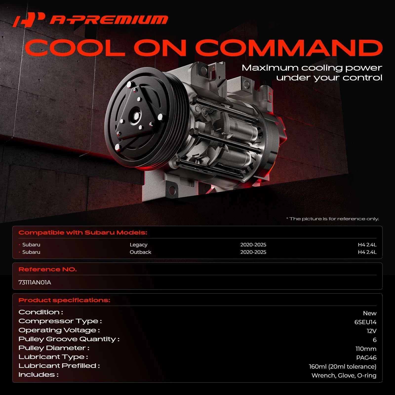 A/C Compressor with Clutch for Subaru Outback Legacy (2020-2025)