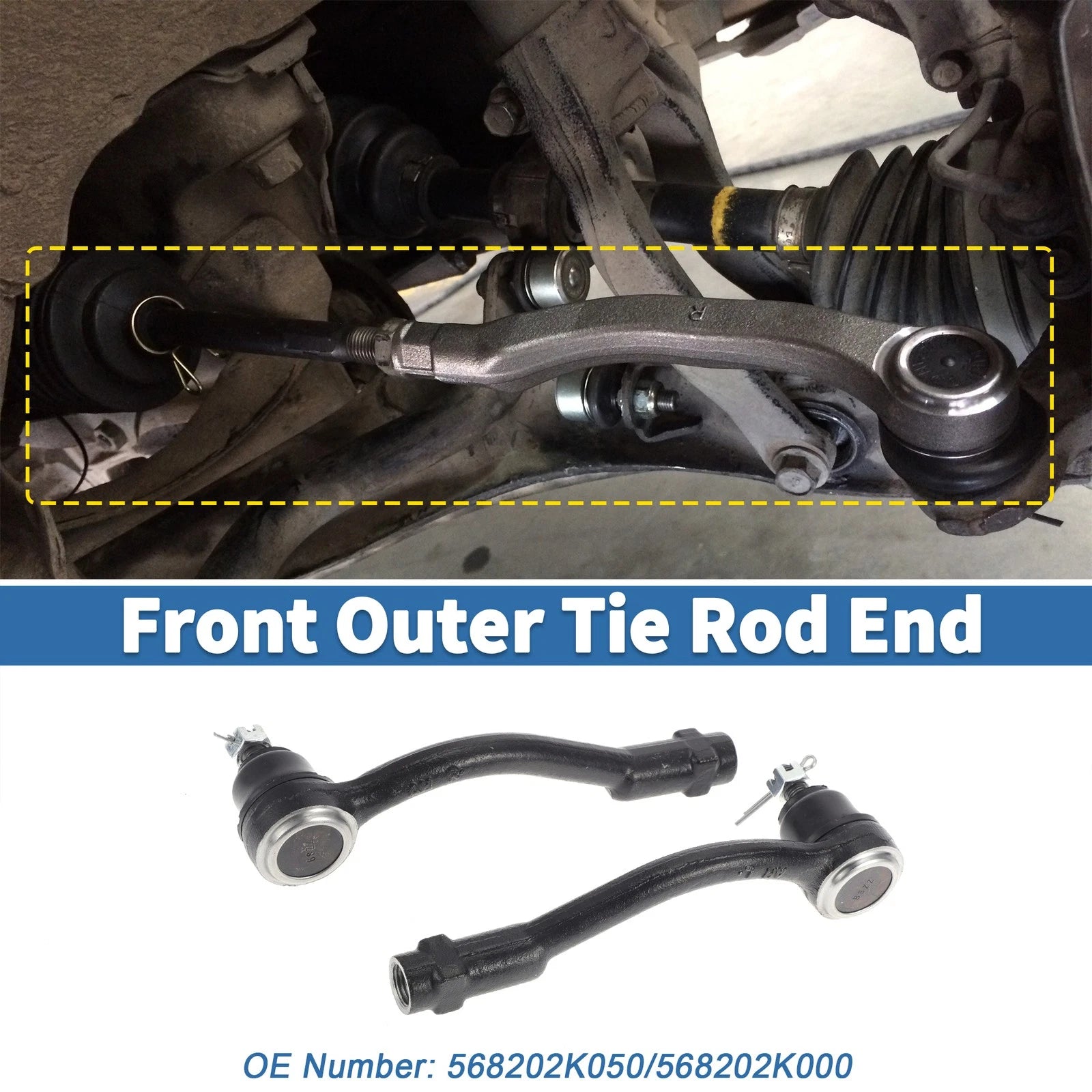 2X Front Outer Tie Rod Ends for Kia Soul (2010–2013) No. 568202K050